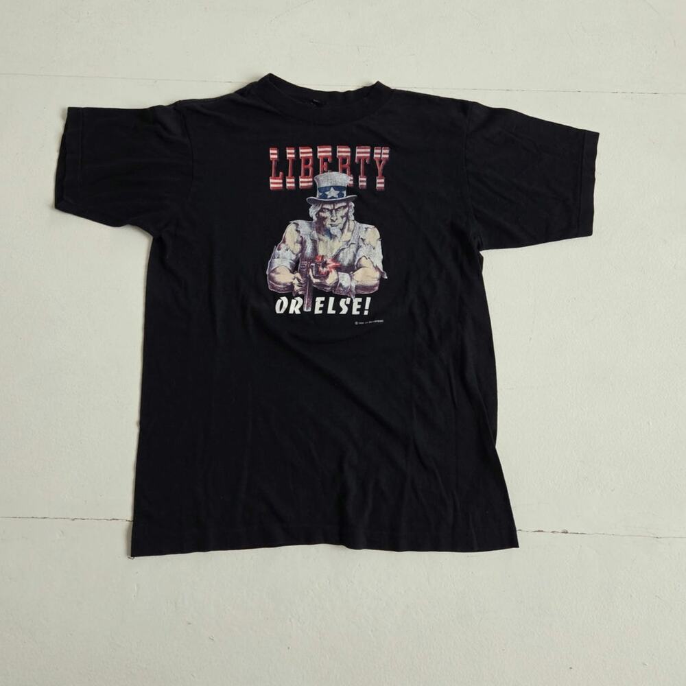 1988 Vintage Liberty Or Else Uncle Sam USA T Shirt Large single stitch patriot